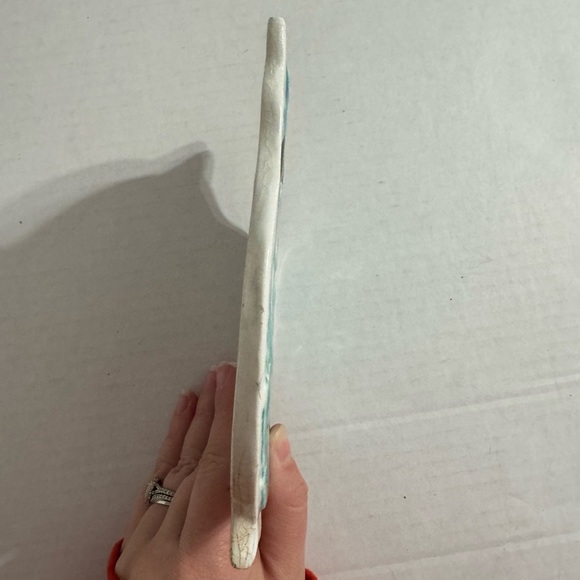 Small Teal Blue Owl Ceramic Plate Decor Handmade - Picture 3 of 3